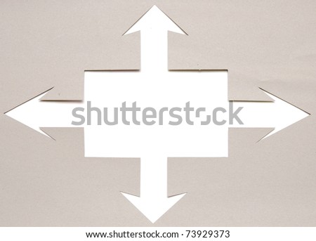 Cardboard navigation arrows on a white background