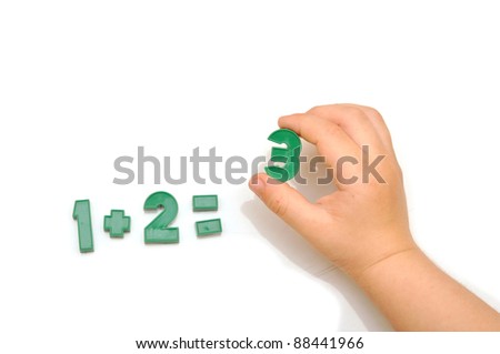 number fridge magnets, hand holding the number 3