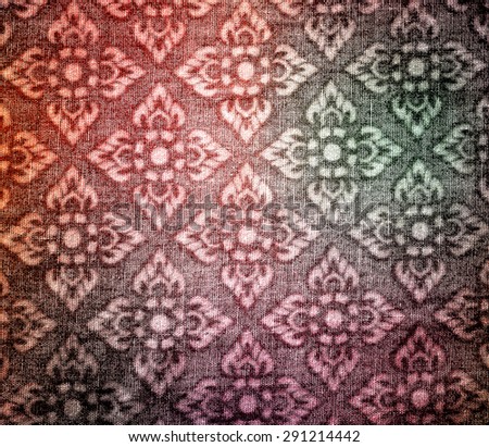 Vintage style of carpet pattern background pattern Thailand made with color filters