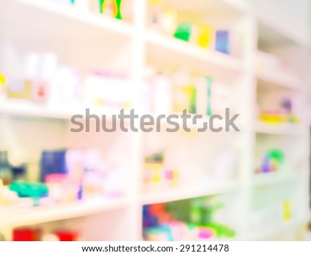 blur some shelves of drug in the pharmacy drugstore made with color filters
