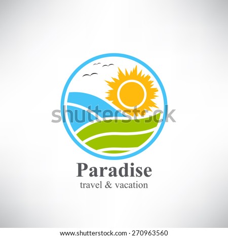 Paradise. Summertime Traveling Logo Design Template Stock Vector