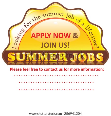 Summer Job Vacancy - Apply Now - printable sticker.