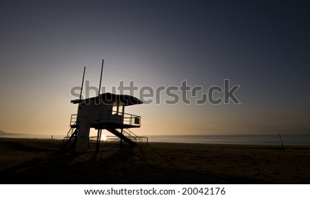 Lifeguard hut at sunrise
