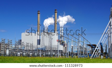 ROTTERDAM, NETHERLANDS - AUGUST 02: Refinery plant of a petrochemical industry at Europort harbor, Rotterdam on August 02, 2012 in Rotterdam Netherlands