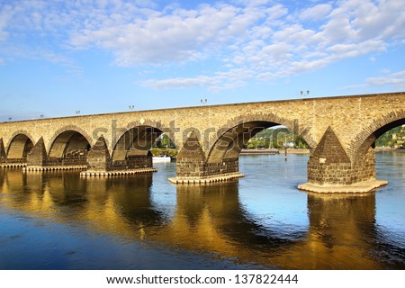 Koblenz, old bridge over the Moselle river. Germany