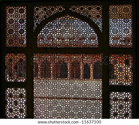 Marble tomb of  shaikh salim chishti, completed in 1581. Marble lattice of the tomb. fatehpur sikri, India