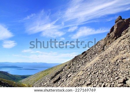 Summer Landscape with lake. Hibiny mountain in Russia.
