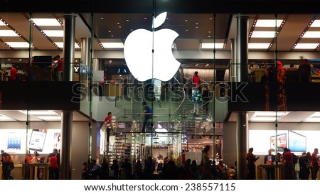 HONG KONG - FEBRUARY 15, 2013: Apple Store. Apple Store opened its long-awaited first store in Hong Kong. Apple store is located at the International Finance Center.