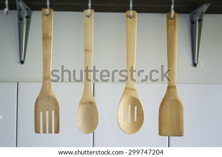 Wooden accessories for kitchen photo
