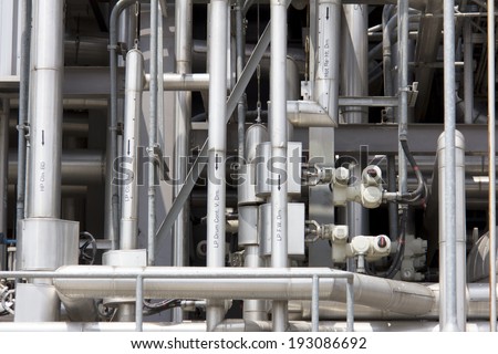 Steel pipelines and cables of industrial power plant, Industrial zone