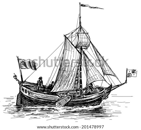 sketch of the sailing boat