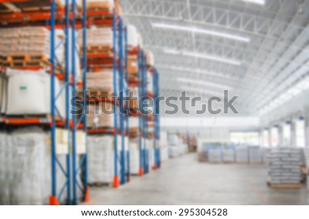 Shelf Storage in hypermarket interior : blur background