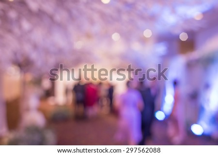 Beautiful wedding  party under purple lights : Soft & Dreamy Effect, Low Clarity , bokeh background