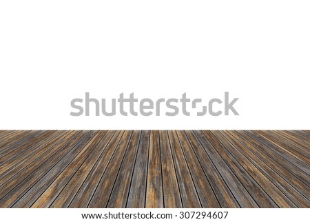 Empty top of wooden table or counter isolated on white background. For product display