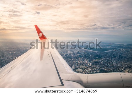 Bangkok, THAILAND - AUGUST 31 2015 : HS-LTH Boeing 737-900ER of Thai lion air airline , departure from Don mueng ,Thailand To SINGAPORE