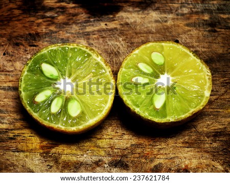 lemon cut on wood background