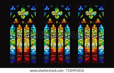 Vector Gothic Stained-Glass Window Design