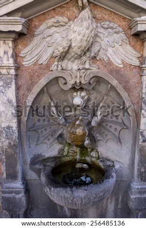 Small fountains nearby Saint Peters Basilica.