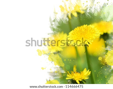 Close-up of dandelion flower.Watercolor effect
