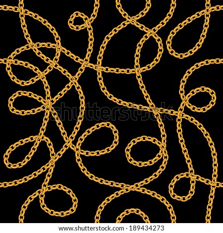 Golden chains on black background seamless pattern Golden chains on black background seamless pattern