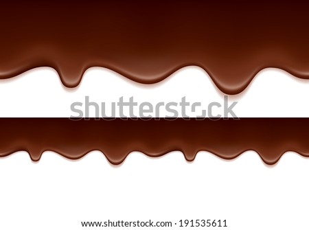 Melted chocolate drips - seamless horizontal border. Raster version.