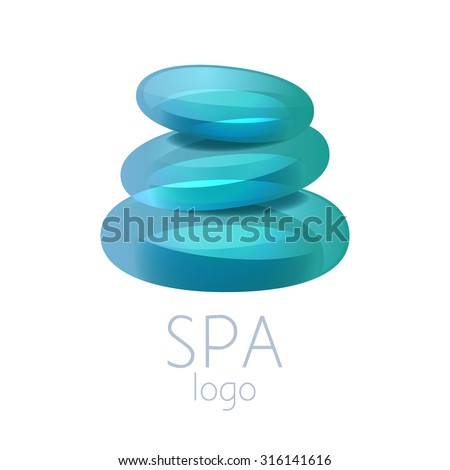 Beautiful turquoise spa stones stack logo sign. Good for spa, yoga center,wellness, beauty salon and medicine designs.
