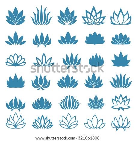 Lotus flower logo assorted icons set. Vector illustration.