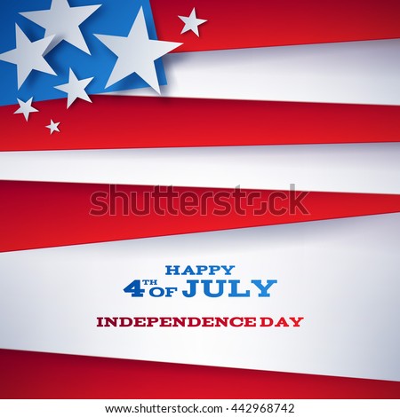 4th July Independence day background design. National day USA holiday banner poster greeting card. Stars and stripes american flag vector illustration.
