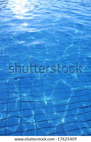 Blue clean water in the pool