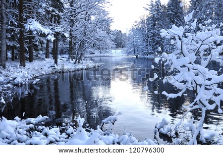 River Landscape In Winter