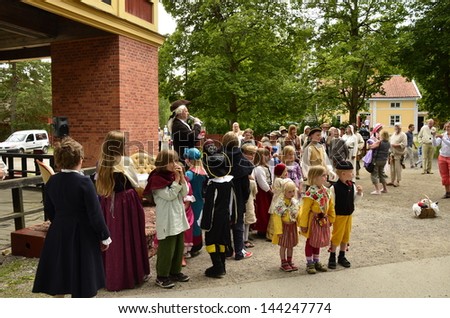 SALA,SWEDEN - JUNE 30: Unidentified people in the days of the silver mine of all social classes. Official name is Sala silver mine and organization are Sala silvergruva on June 30, 2013 in Sala Sweden