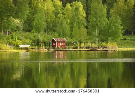 Calm lake environment, textured conceptual image