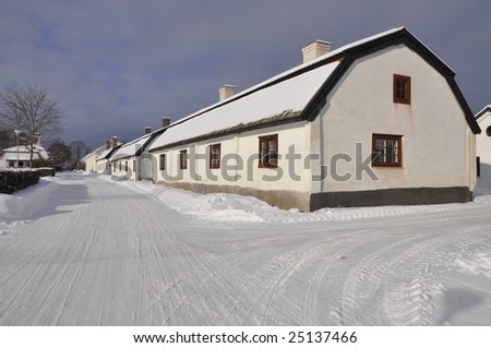 Swedish cottages in snow