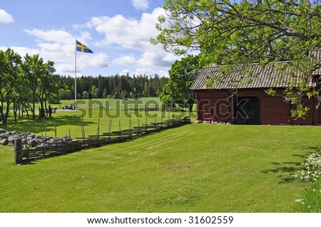 Landscape in Sweden in a Midsummer day