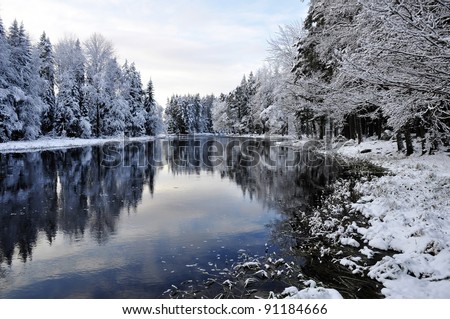 Scenic river in winter