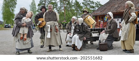 SALA, SWEDEN - JUNE 29: Unidentified people in the days of the silver mine of all social classes. Official name is Sala silver mine organization are Sala silvergruva on June 29, 2014 in Sala Sweden