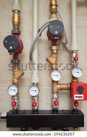 pipes with heat and pressure sensors, repair of water supply
