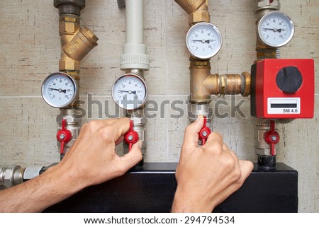 pipes with heat and pressure sensors, repair of water supply system