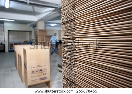 Pile of cardboard in a factory