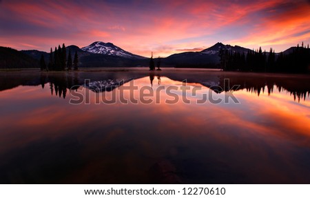 Red Sunrise on Sparks Lake Oregon