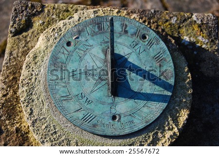 Close up of old garden sundial