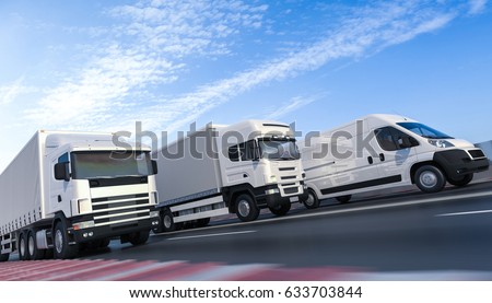3D rendering of Commercial Land Vehicles in Different Types