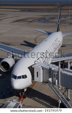 TOKYO - FEBRUARY 12: All Nippon Airways (ANA) at Haneda Airport on february 12, 2013. ANA is a member of Star Alliance.