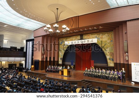 Tokyo, Japan - March 26: The graduation ceremony of the University of Tokyo, Japan on March 26, 2015. The University of Tokyo is the first ranked research university in Asia.