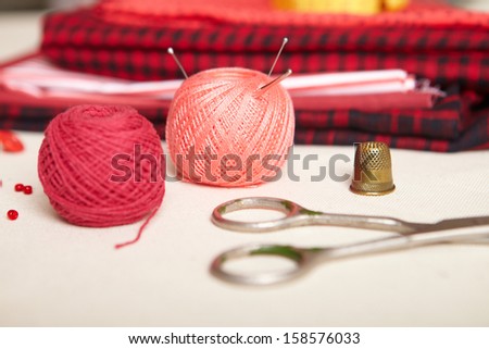 Materials for needlework.