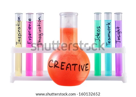 Abstract chemical formula of creativity on white background.