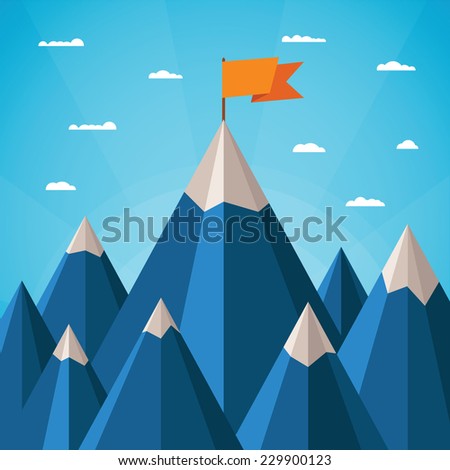 Vector success or leadership concept with mountain landscape Vector success or leadership concept with mountain landscape
