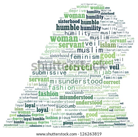 Word cloud of a muslim woman with hijab