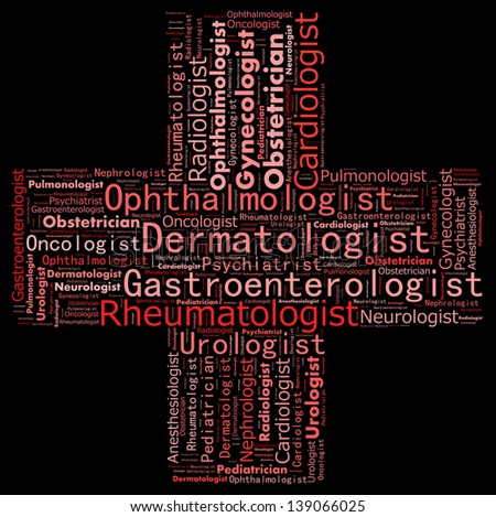 Medical specialists in text collage