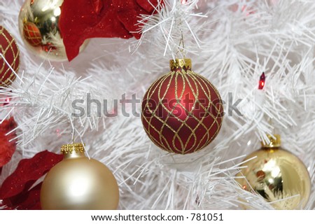 Beautiful trimmed Christmas Tree and ornaments